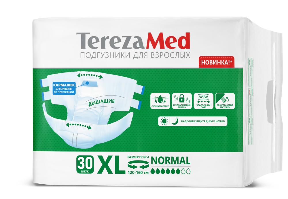 Изображение товара Подгузники для взрослых Terezamed XL Normal 30 шт. для недержания средней и тяжелой степени