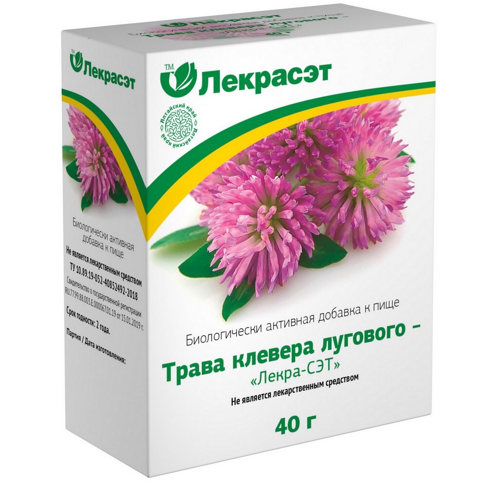 Изображение товара Клевера лугового трава лекра-сэт 40 г натуральная биодобавка для здоровья