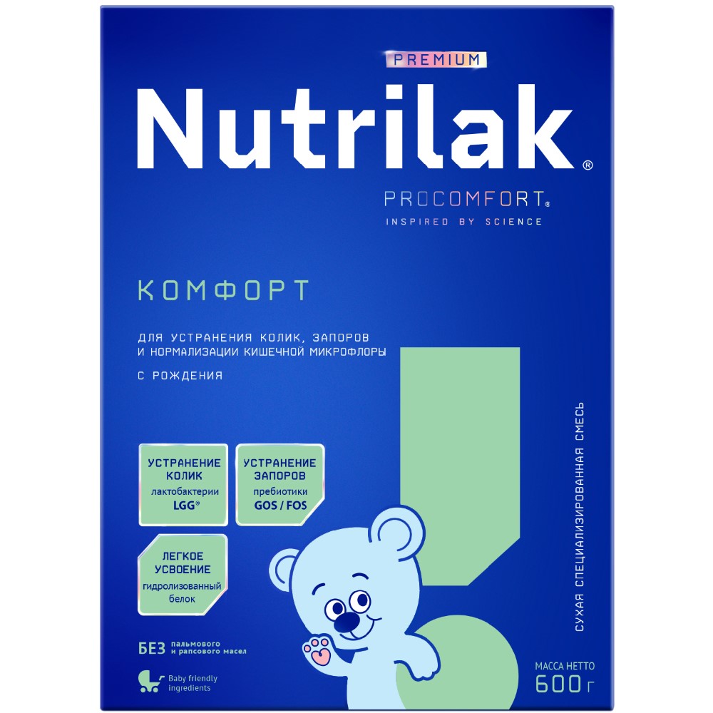 Nutrilak premium комфорт смесь сухая детская молочная специализированная  0-12 мес 600г - цена 941 руб., купить в интернет аптеке в Москве Nutrilak  premium комфорт смесь сухая детская молочная специализированная 0-12 мес  600г, инструкция по применению