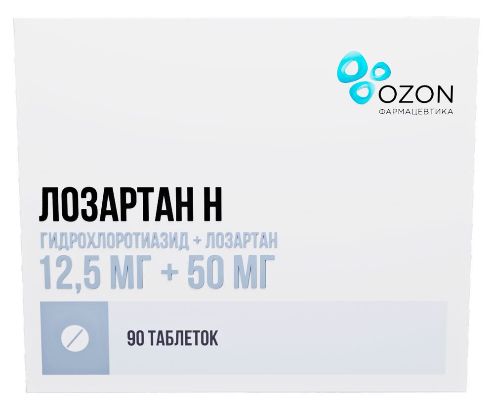 Лозартан н 0,0125+0,05 90 шт. таблетки, покрытые пленочной оболочкой - цена  297.80 руб., купить в интернет аптеке в Сольцах Лозартан н 0,0125+0,05 90  шт. таблетки, покрытые пленочной оболочкой, инструкция по применению