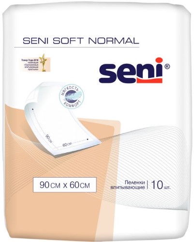 Изображение товара Гигиенические пеленки Seni soft normal 90х60 см 10 шт. для ухода за больными
