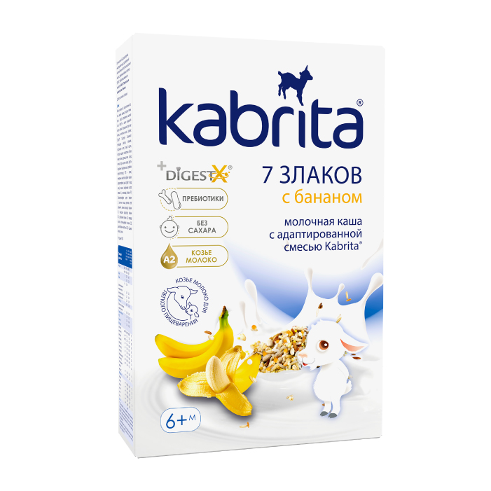 Изображение товара Детская каша Kabrita 7 злаков на козьем молочке с бананом 180 г для малышей