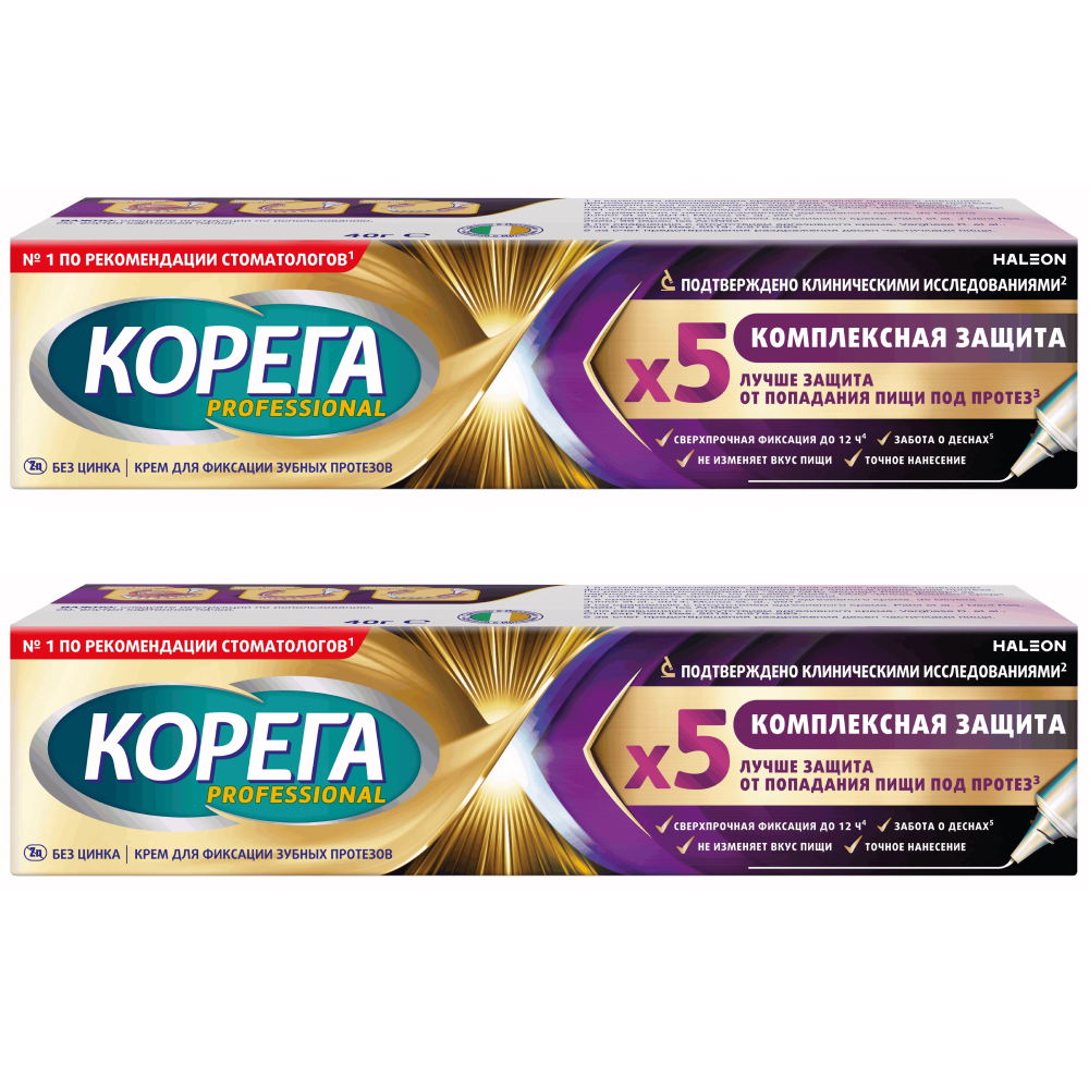 Изображение товара Набор из 2-х уп Корега professional крем для фиксации зубных протезов комплексная защита 40,0
