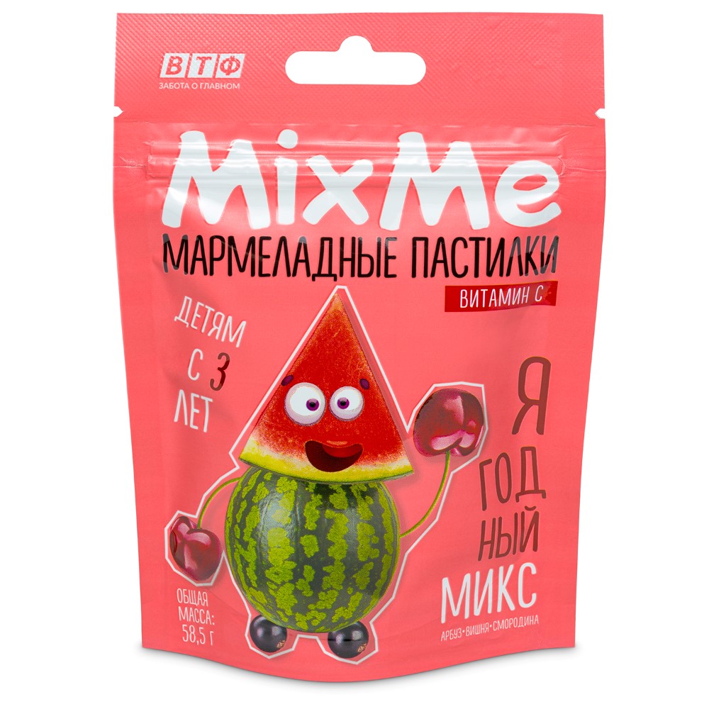 MIXME ВИТАМИН С СО ВКУСАМИ АРБУЗА ВИШНИ ЧЕРНОЙ СМОРОДИНЫ ПАСТИЛКИ ЖЕВАТ  58,5 - цена 217 руб., купить в интернет аптеке в Москве MIXME ВИТАМИН С СО  ВКУСАМИ АРБУЗА ВИШНИ ЧЕРНОЙ СМОРОДИНЫ ПАСТИЛКИ