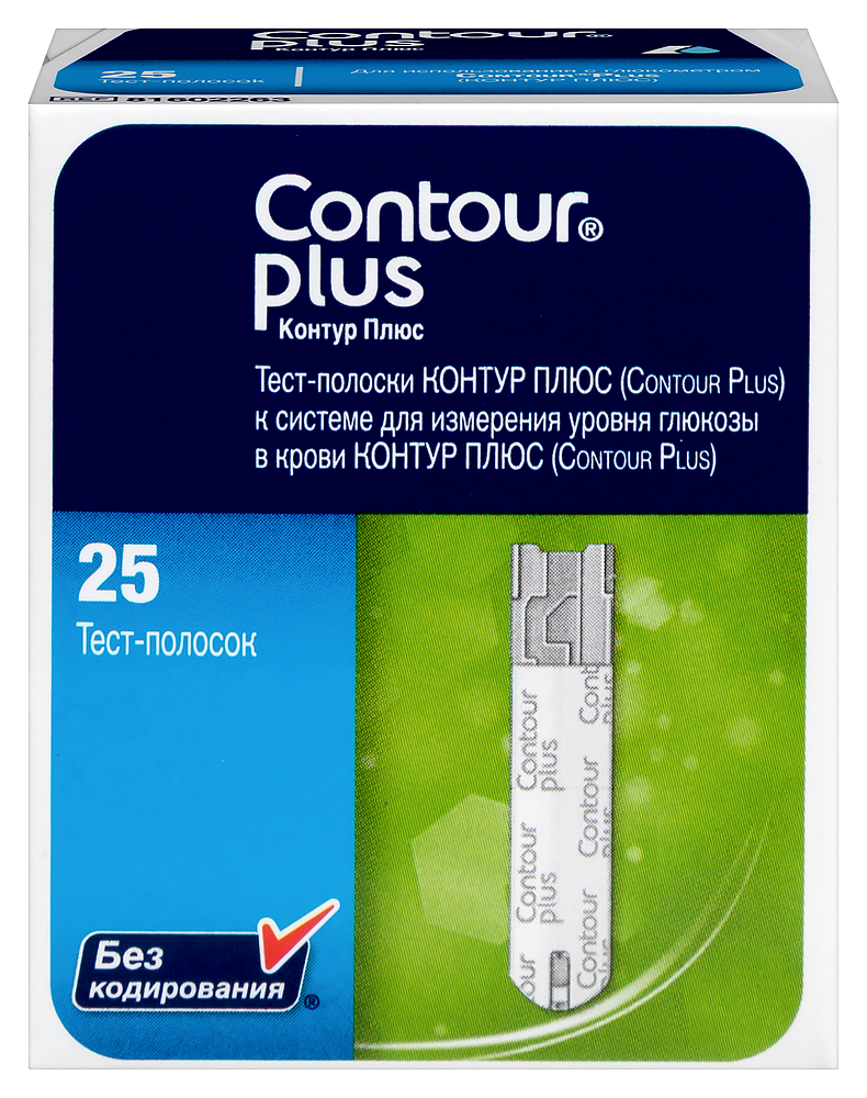 Изображение товара Тест-полоски Contour®PLUS для определения глюкозы в крови 25 шт