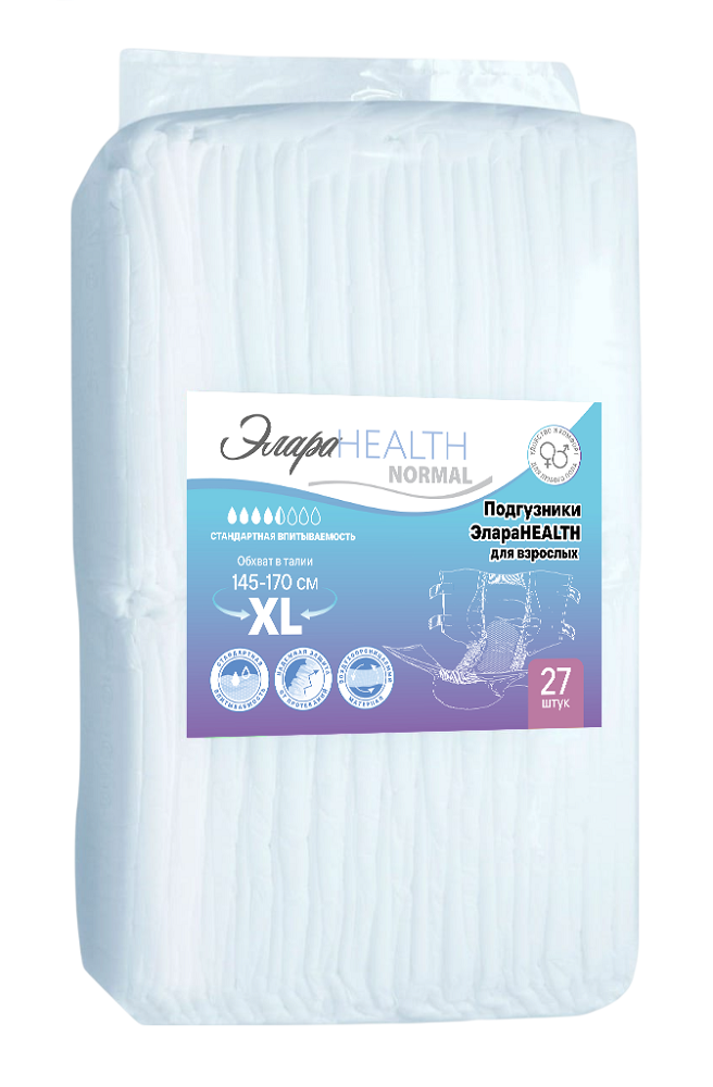 Подгузники для взрослых ЭлараHealth Normal, размер XL, 27 шт. инструкция по применению