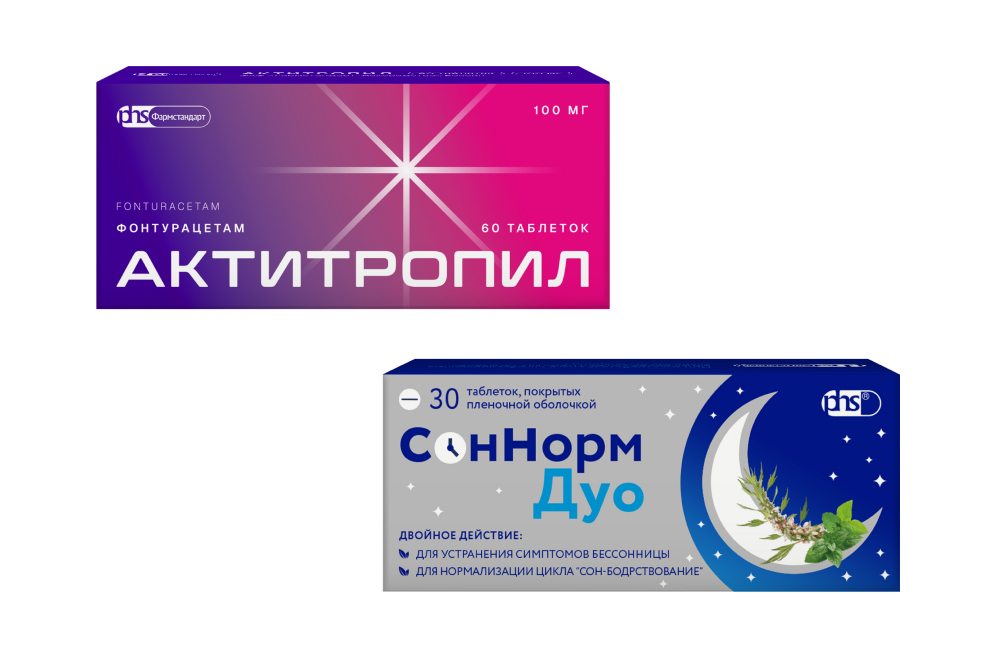 Изображение товара Набор для здорового сна и дневной продуктивности: Актитропил №60 + СонНорм Дуо №30 со скидкой