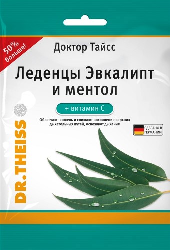 Изображение товара Доктор тайсс леденцы эвкалипт и ментол + витамин с 75 гр