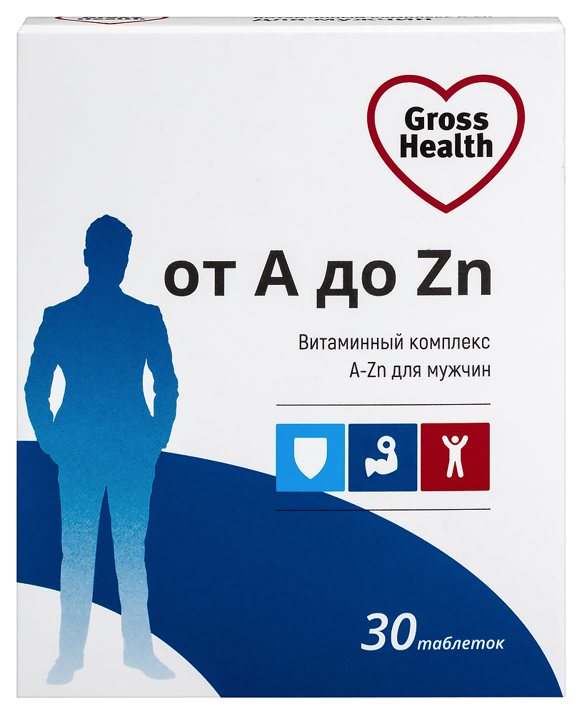 Изображение товара Gross health витаминный комплекс а-zn для мужчин 30 шт. таблетки
