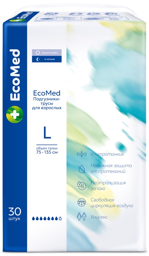 Изображение товара Экомед подгузники-трусы для взрослых L 30 шт - надежная защита и комфорт