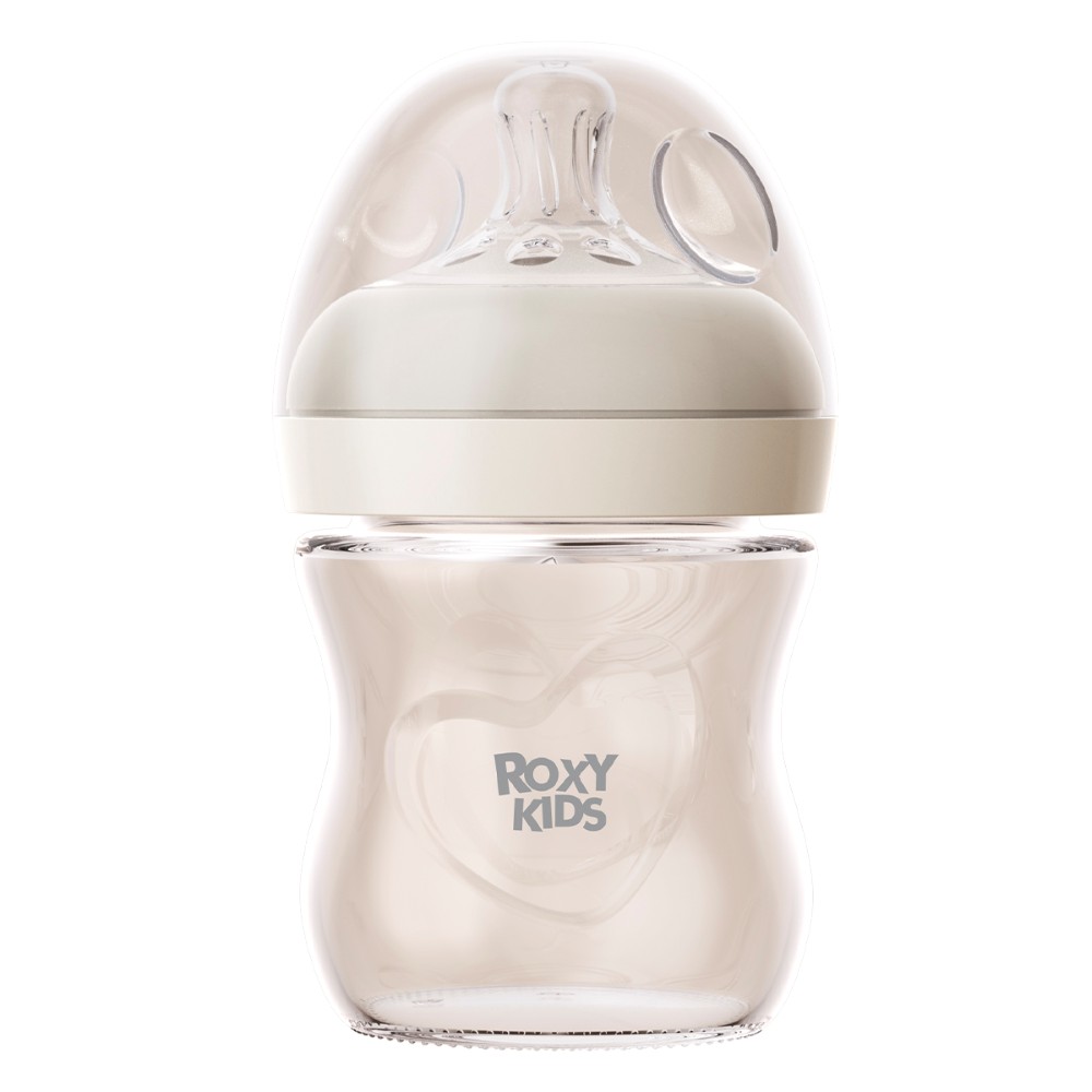 Изображение товара Roxy-kids бутылочка стеклянная для кормления с широким горлом силиконовая соска размер s 0+ 120 мл