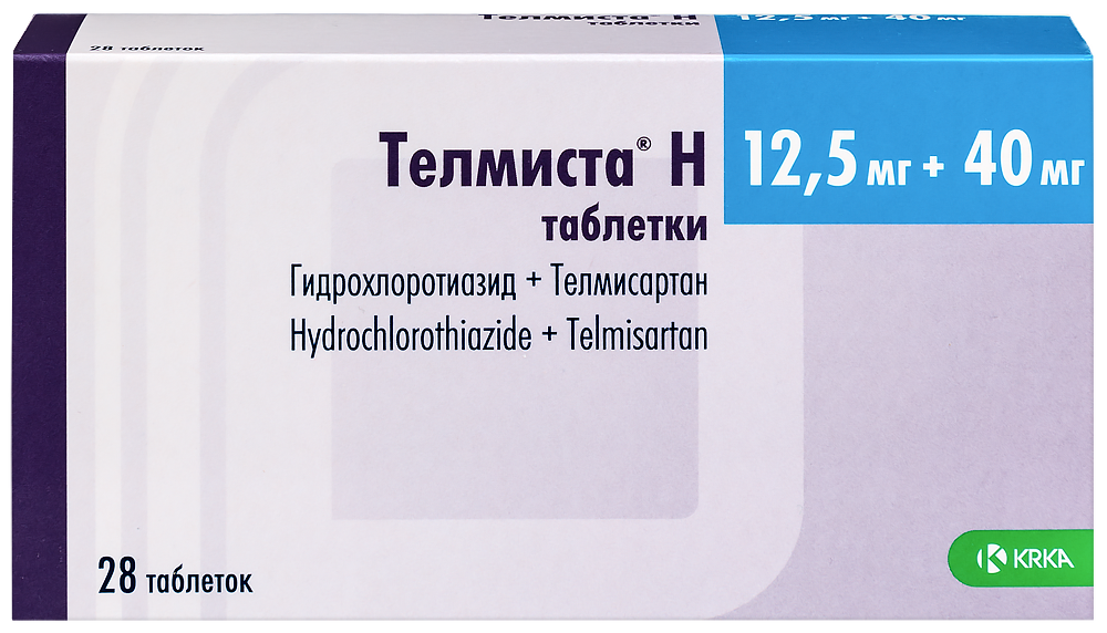 Изображение товара Телмиста н 12, 5 мг + 40 мг - таблетки от гипертензии 28 шт.