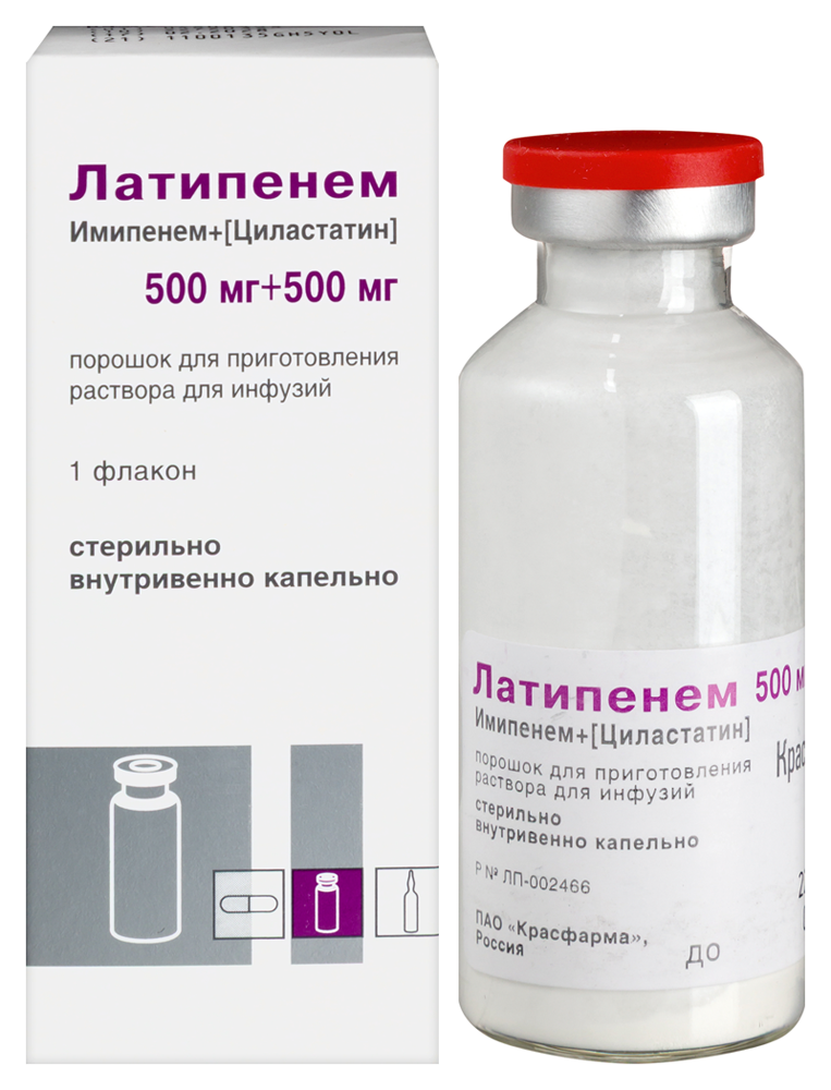 Изображение товара Латипенем 500 мг + 500 мг порошок для приготовления раствора Изображение товара Латипенем 500 мг + 500 мг порошок для приготовления раствора
