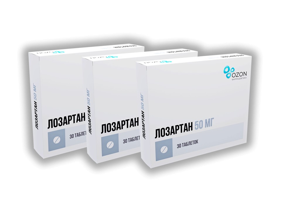 Изображение товара Набор из 3-х упаковок Лозартан таб. 50мг №30 со скидкой!