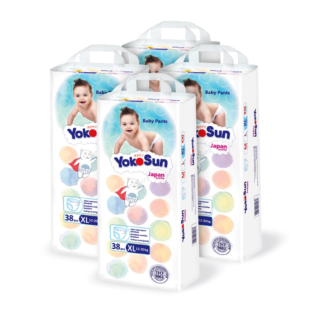 Изображение товара Набор YOKOSUN для детей: 4 упаковки Comfort подгузников-трусиков XL/12-20 КГ/ 38 ШТ.