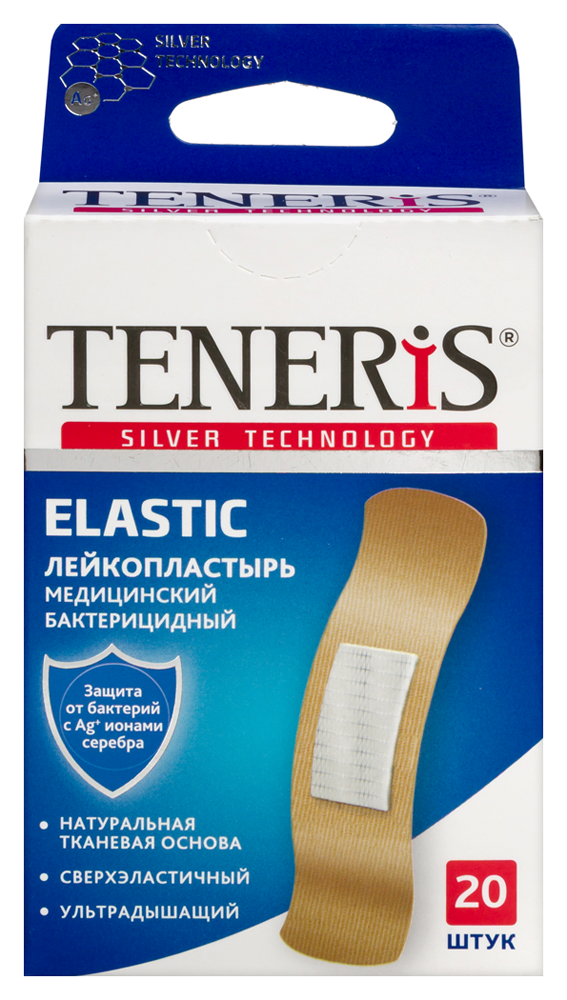 Изображение товара Медицинский бактерицидный лейкопластырь teneris тканевый 7,6х1,9 см 20 шт