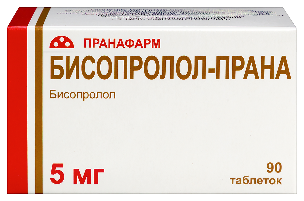 Изображение товара Бисопролол-прана 5 мг 90 таблеток для лечения гипертензии и ишемии сердца