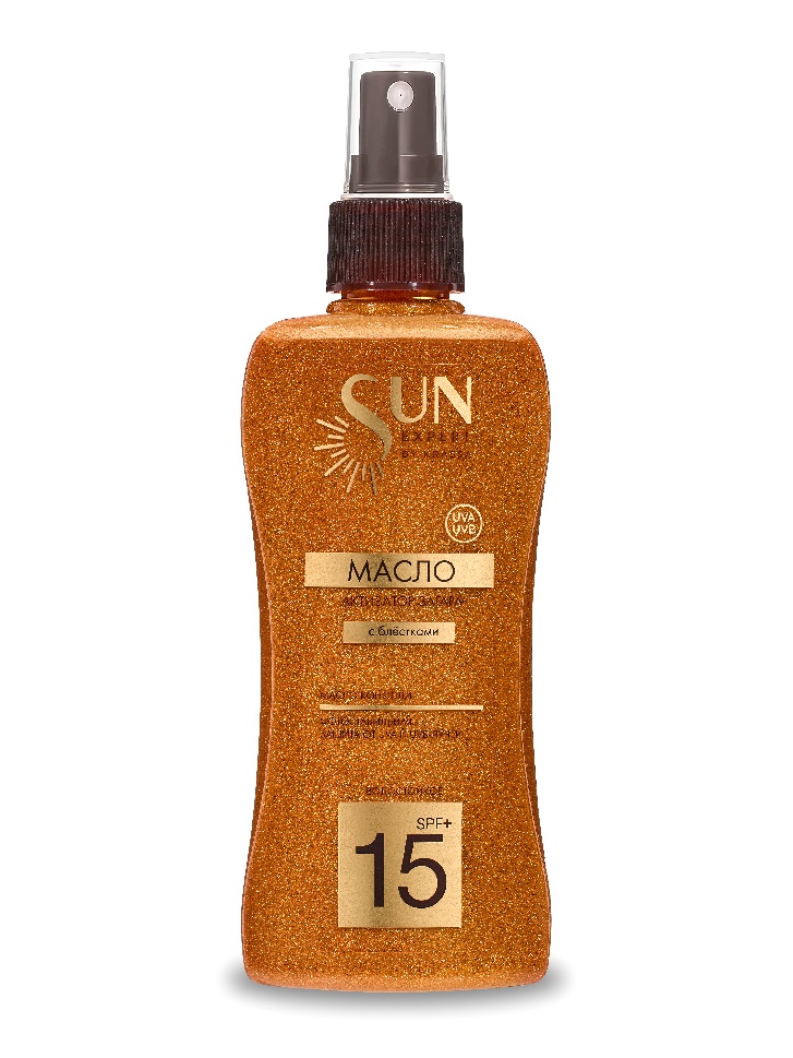 Изображение товара Krassa sun expert масло-активатор загара spf15+ с блестками 180 мл