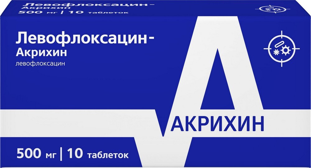 Изображение товара Левофлоксацин-акрихин 500 мг 10 шт. таблетки, покрытые пленочной оболочкой