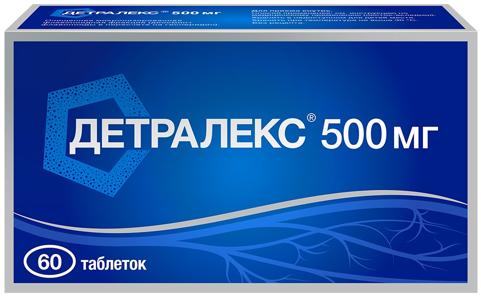 Изображение товара Детралекс 500 мг 60 таблеток для венозных заболеваний и геморроя