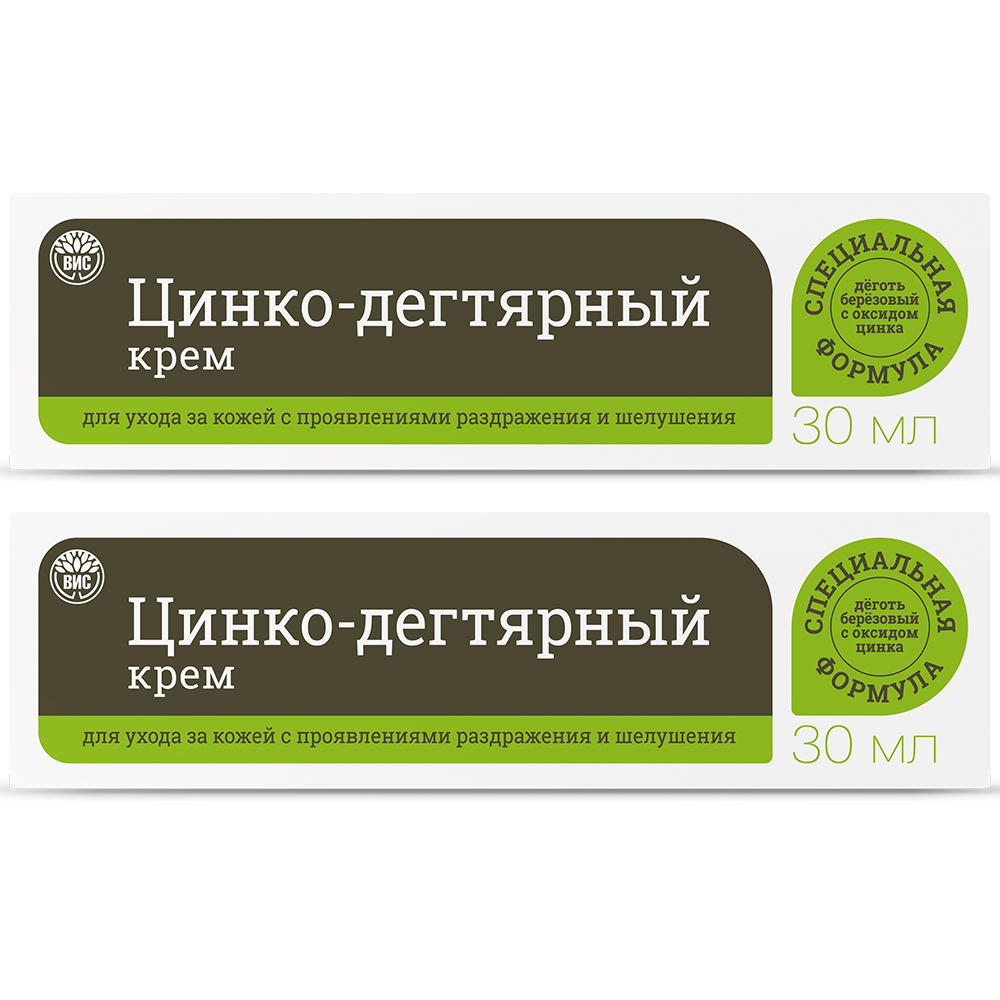 Изображение товара Набор из 2-х уп ЦИНКО-ДЕГТЯРНЫЙ КРЕМ 30МЛ