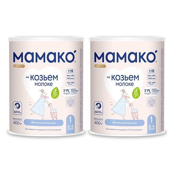 Изображение товара Набор из 2 уп МАМАКО-1 PREMIUM СМЕСЬ СУХ НА КОЗЬЕМ МОЛОКЕ С ОЛИГОСАХАРИДАМИ ГРУДНОГО МОЛОКА 400,0 по спец.цене