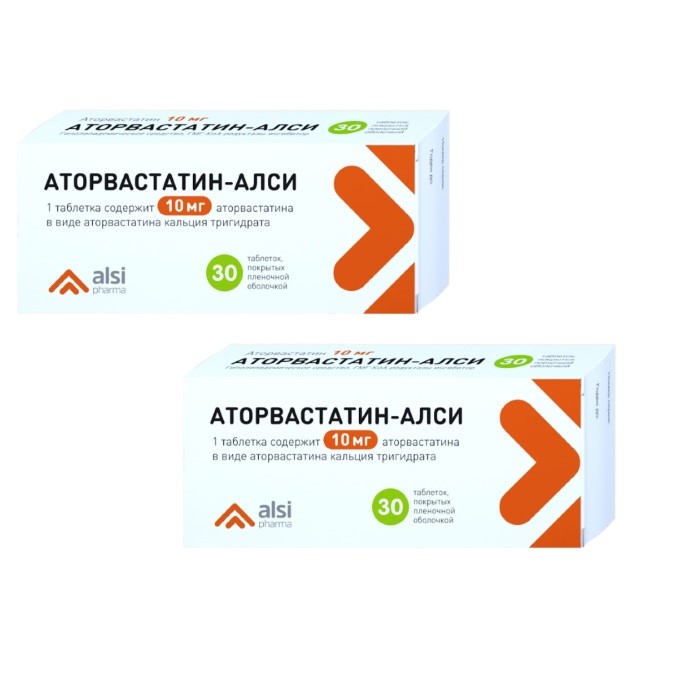 Изображение товара Набор 2-х упаковок Аторвастатин-АЛСИ 10мг №30 со скидкой!