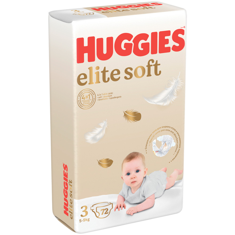 Huggies elite soft подгузники детские размер 3 5-9 кг 72 шт. - цена 1748  руб., купить в интернет аптеке в Москве Huggies elite soft подгузники  детские размер 3 5-9 кг 72 шт., инструкция по применению