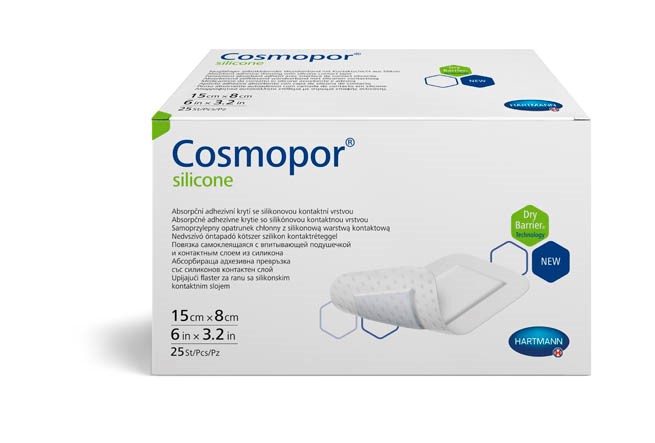Изображение товара Пластырь впитывающая с силиконовым контактом Cosmopor Silicone 15х8 см 25 шт.