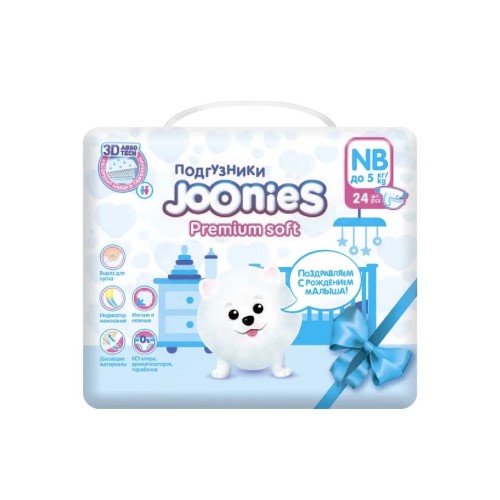 Изображение товара Подгузники Joonies Premium Soft для новорождённых размер NB 24 шт.