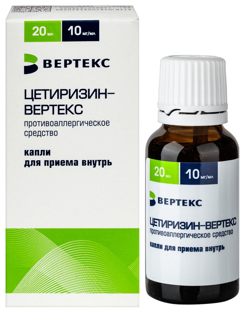 Изображение товара Цетиризин-вертекс 0,01/мл флакон капли для приема внутрь 20 мл