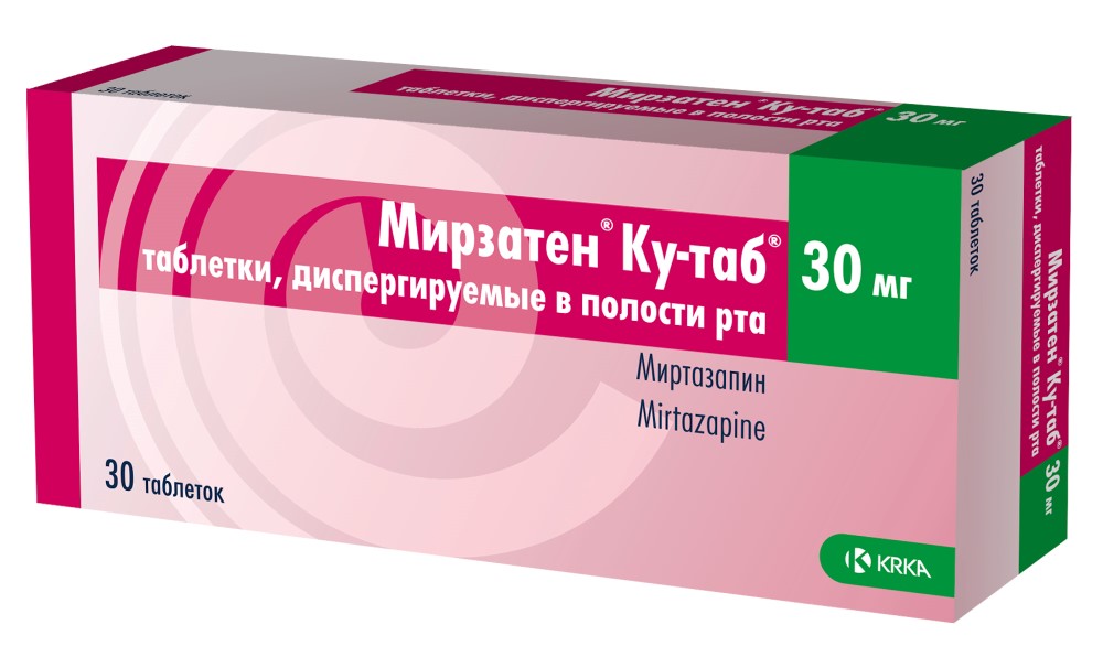 Изображение товара Мирзатен Ку-таб 30 мг диспергируемые таблетки для лечения депрессии