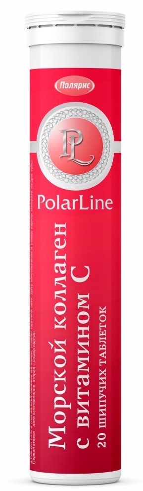 Изображение товара Polarline морской коллаген витамин с со вкусом апельсина 20 шт. таблетки шипучие массой 3,8 г