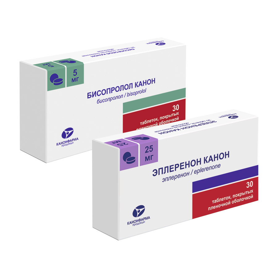 Изображение товара Набор Бисопролол Канон 5 мг 30 шт + Эплеренон Канон 25 мг 30 шт со скидкой