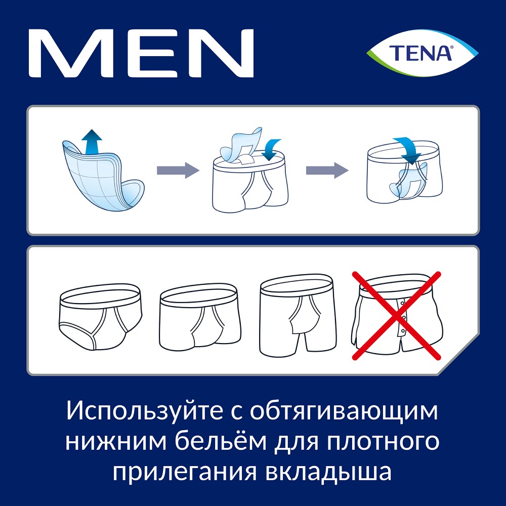 Tena прокладки впитывающие для мужчин men active fit level 1 24 шт.