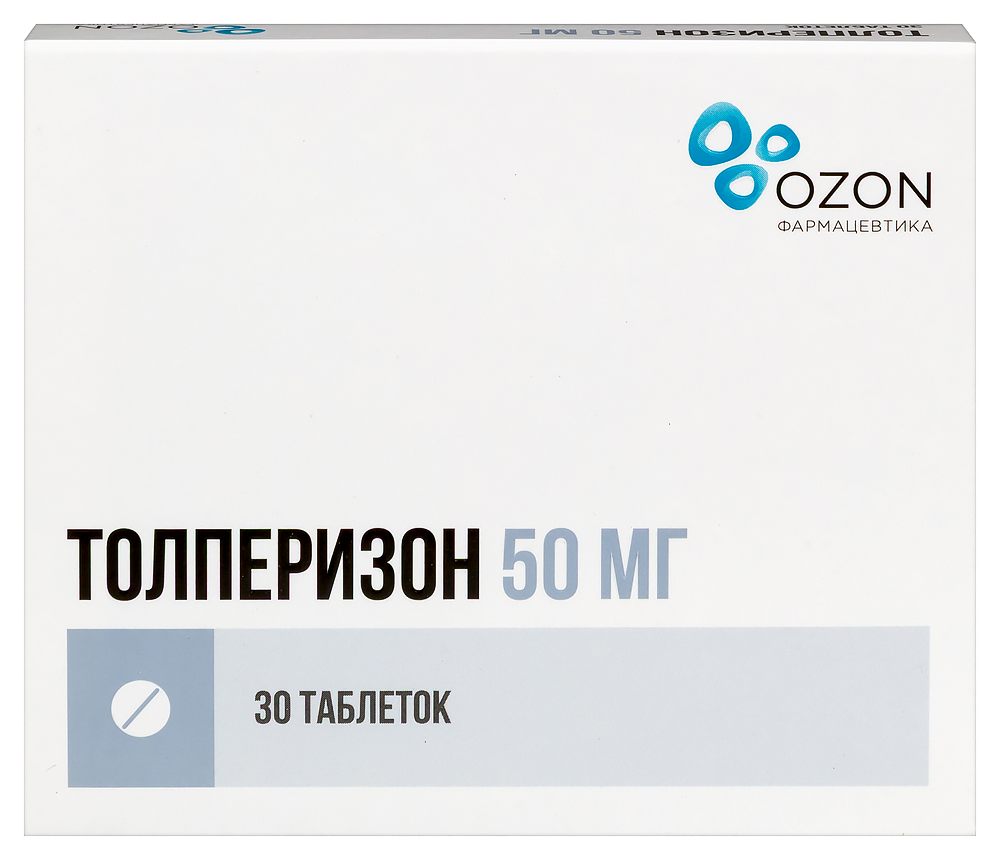 Изображение товара Толперизон 50 мг 30 шт. таблетки покрытые пленочной оболочкой для лечения спастичности