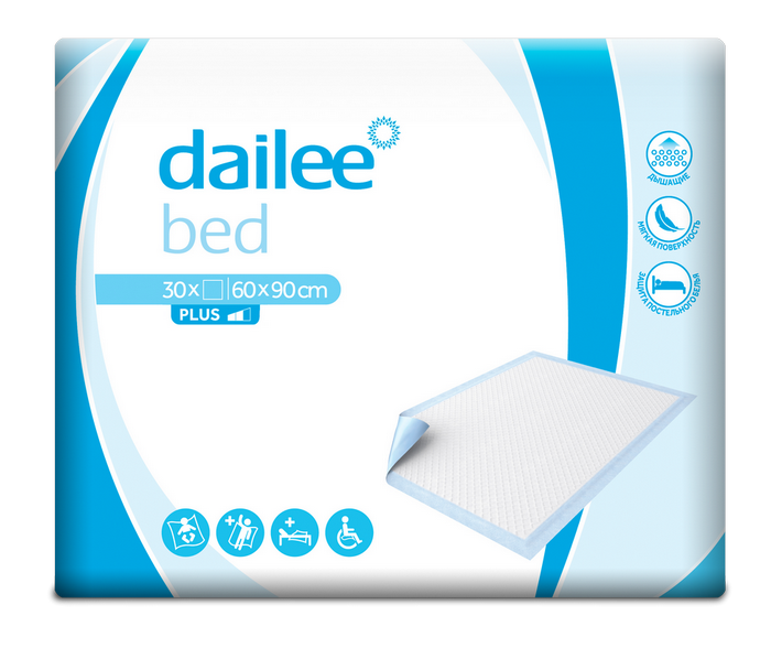 Изображение товара Пеленки впитывающие одноразовые Dailee 60x90 см, 30 шт для ухода за больными