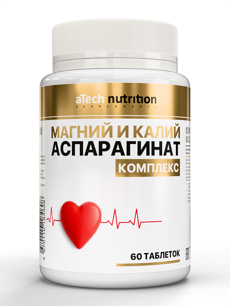 Изображение товара Atech Nutrition Магний и Калий Аспарагинат 60 таблеток по 1000 мг