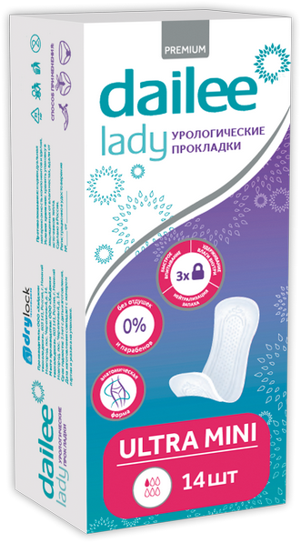 Изображение товара Женские урологические прокладки Dailee ultra mini 14 шт. для капельного недержания
