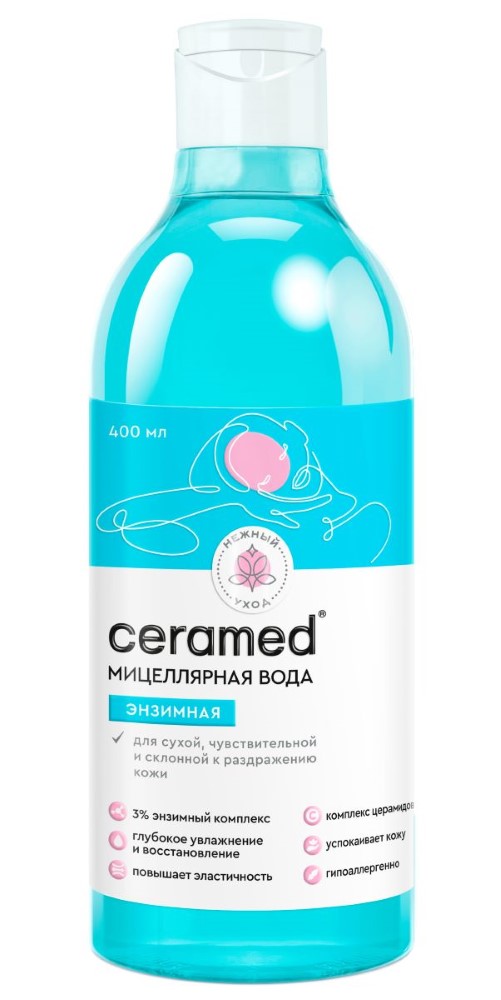 Изображение товара Ceramed мицеллярная вода энзимная для сухой чувствительной склонной к раздражению кожи 400 мл