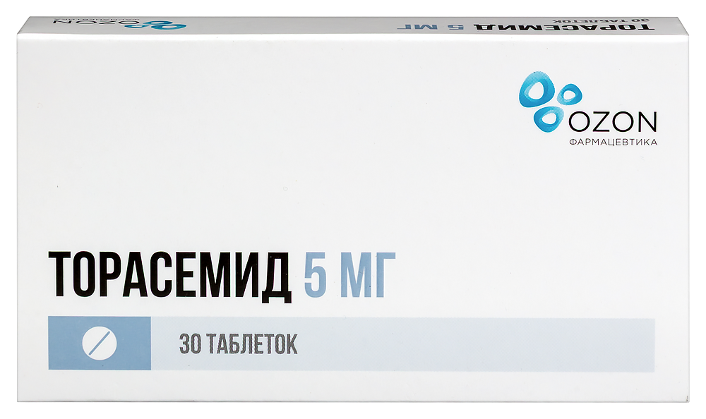 Изображение товара Торасемид 5 мг таблетки для лечения отеков и гипертензии