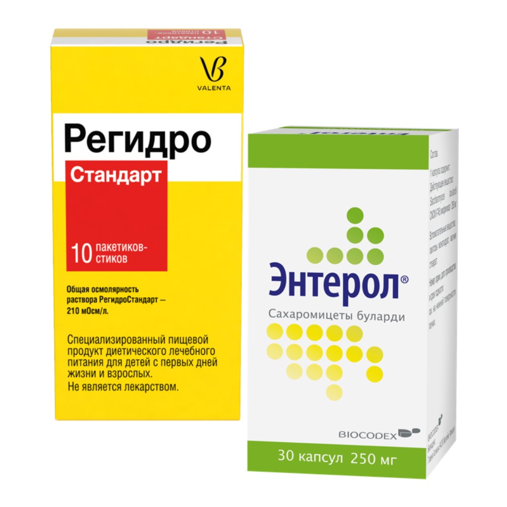 Набор из 1уп ЭНТЕРОЛ 250МГ №30 КАПС ФЛАК + 1уп РЕГИДРО СТАНДАРТ №10 ПАК по  специальной цене - цена 1097 руб., купить в интернет аптеке в Оханске Набор  из 1уп ЭНТЕРОЛ 250МГ