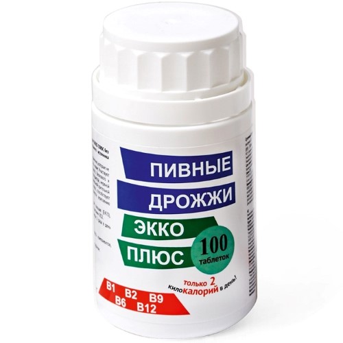 Изображение товара Пивные дрожжи экко плюс без добавок 100 шт. таблетки