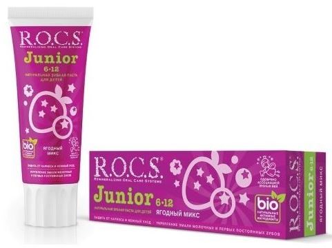 Изображение товара Rocs зубная паста junior ягодный микс для детей 74 гр