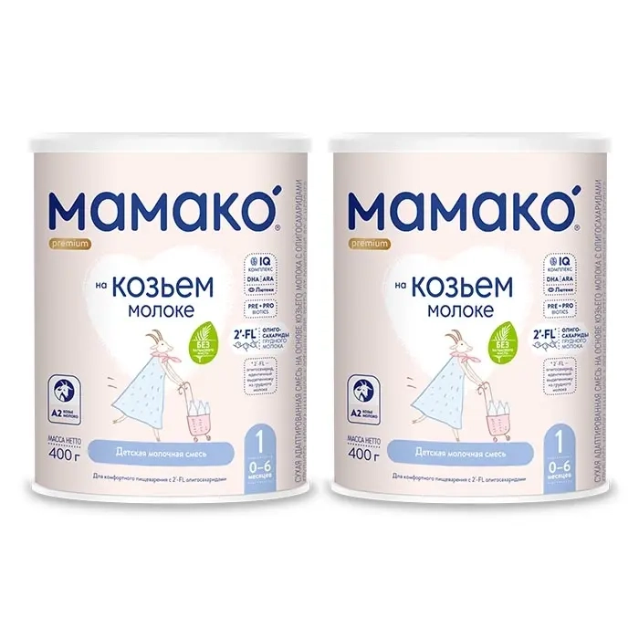 Изображение товара Набор из 2 уп. МАМАКО-1 premium смесь сух на козьем молоке с олигосахаридами грудного молока 400г