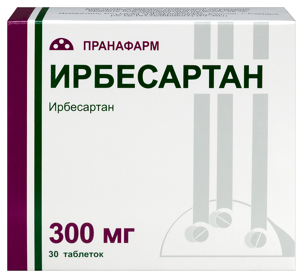Изображение товара Ирбесартан 300 мг 30 таблеток от гипертензии и нефропатии