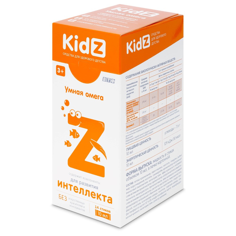 Изображение товара Кидз (kidz) умная омега 14 шт. стик по 10 мл жидкость