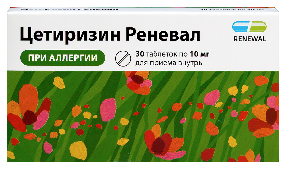 Изображение товара Цетиризин реневал 10 мг 30 таблеток для взрослых и детей от 6 лет