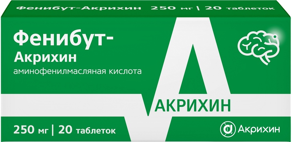 Изображение товара Фенибут-акрихин 250 мг 20 таблеток для нервной системы и сновидения