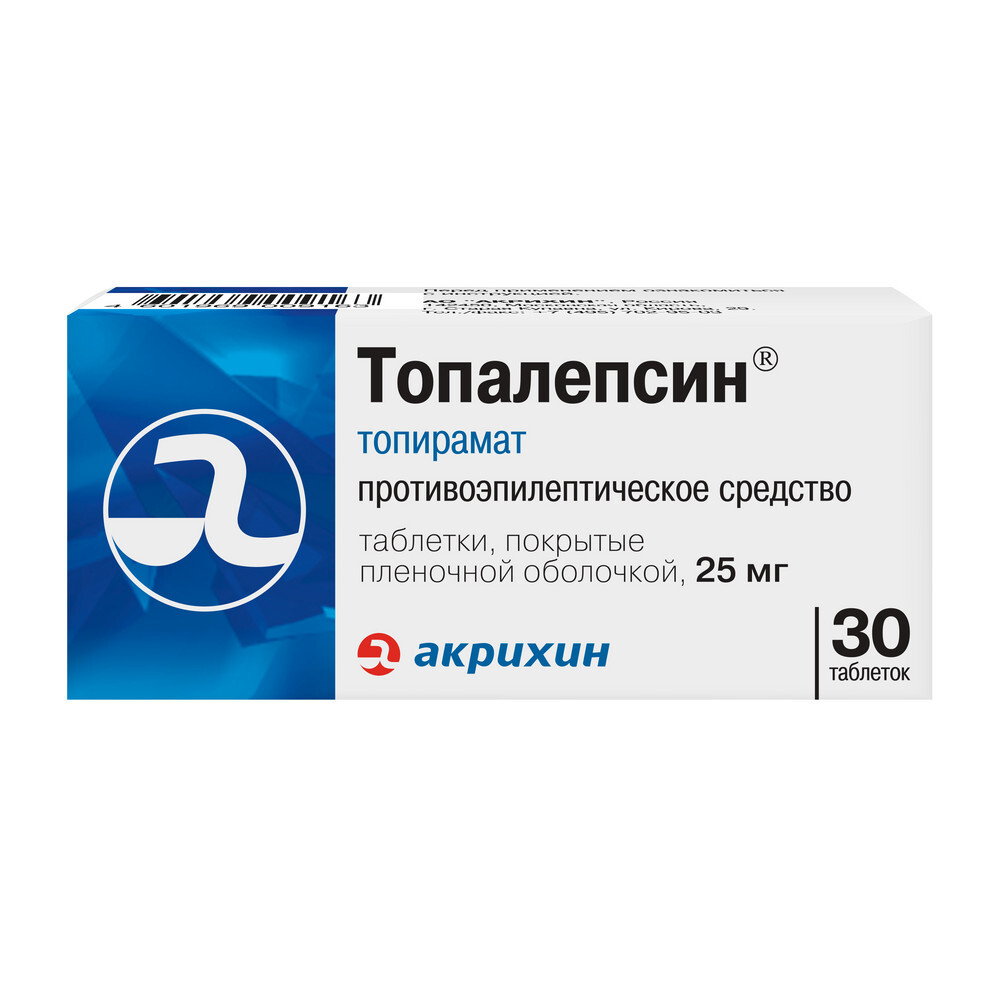 Изображение товара Топалепсин 25 мг 30 таблеток для лечения эпилепсии